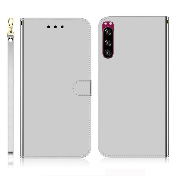 Sony Xperia 5 Imitated Mirror Surface Horizontal Flip Leather Case with Holder & Card Slots & Wallet & Lanyard(Silver)