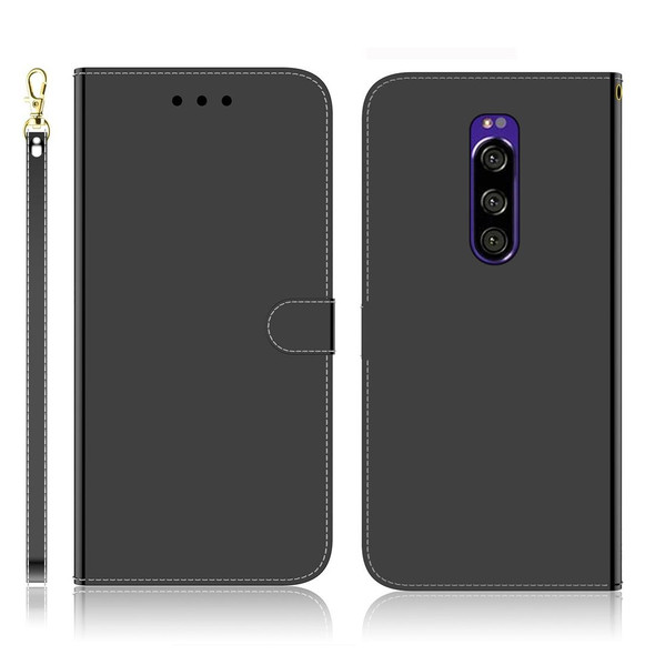 Sony Xperia 1 Imitated Mirror Surface Horizontal Flip Leather Case with Holder & Card Slots & Wallet & Lanyard(Black)