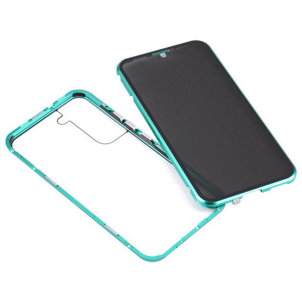 For Samsung Galaxy S22 5G Anti-peeping Magnetic Double-sided Tempered Glass Phone Case(Green)