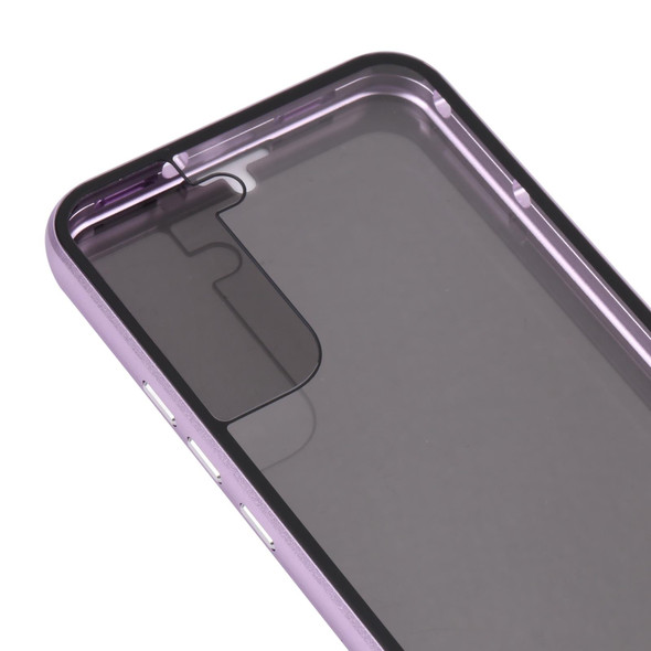 For Samsung Galaxy S22 5G Anti-peeping Magnetic Double-sided Tempered Glass Phone Case(Purple)