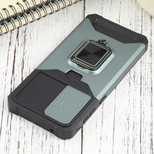 For Samsung Galaxy A33 5G Sliding Camera Cover Design PC + TPU Shockproof Phone Case(Dark Green)