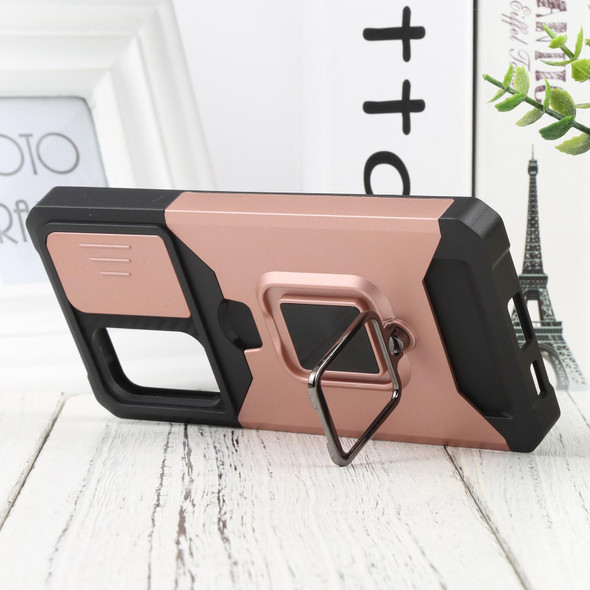 For Samsung Galaxy A33 5G Sliding Camera Cover Design PC + TPU Shockproof Phone Case(Rose Gold)