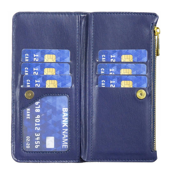 For Samsung Galaxy S23 Ultra 5G Diamond Lattice Zipper Wallet Leatherette Flip Phone Case(Blue)