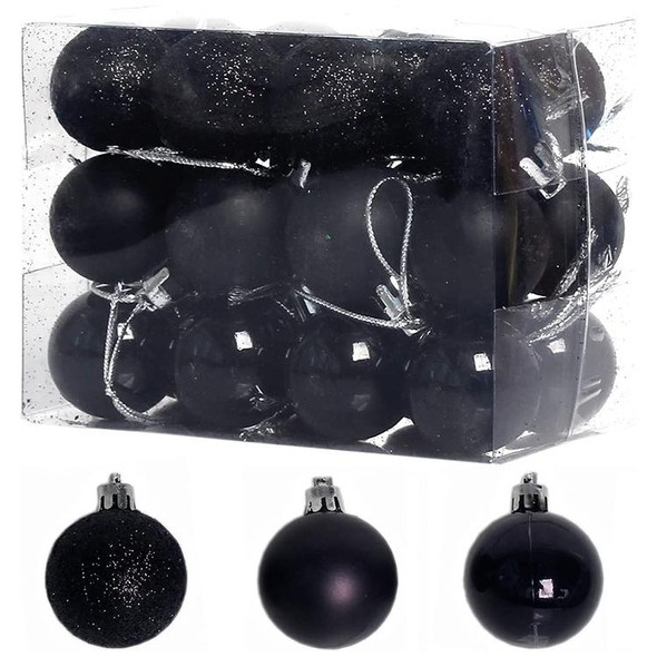 3 Boxes 3cm Home Christmas Tree Decor Ball Bauble Hanging Xmas Party Ornament Decorations(black)