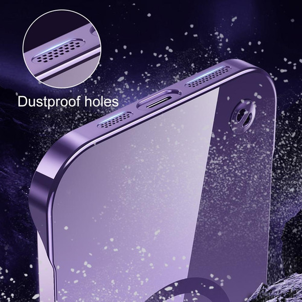 For iPhone 14 Electroplating Frameless Magsafe Magnetic PC Phone Case(Transparent)