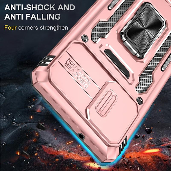 For Samsung Galaxy A42 5G Armor PC + TPU Camera Shield Phone Case(Rose Gold)