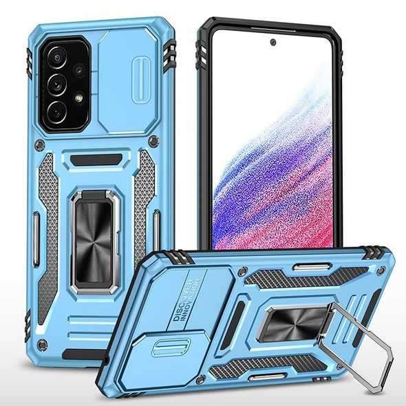 For Samsung Galaxy A53 5G Armor PC + TPU Camera Shield Phone Case(Light Blue)