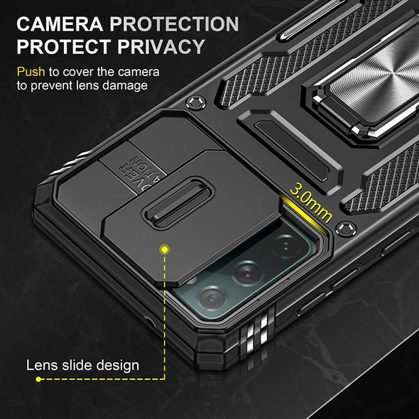 For Samsung Galaxy S20 FE Armor PC + TPU Camera Shield Phone Case(Black)