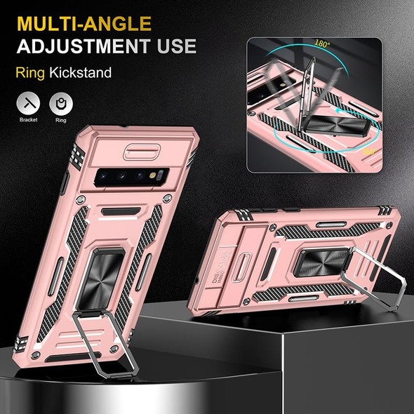 For Samsung Galaxy S10 Armor PC + TPU Camera Shield Phone Case(Rose Gold)
