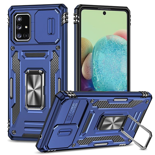 For Samsung Galaxy A71 5G Armor PC + TPU Camera Shield Phone Case(Navy Blue)