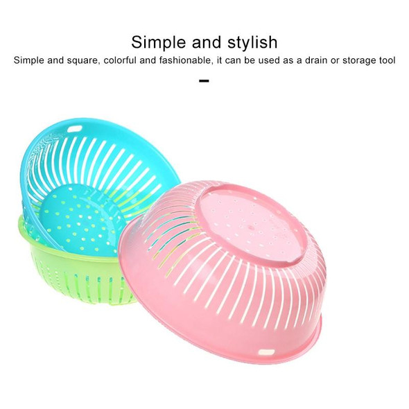 10 PCS Round Hollow Plastic Drain Basket Kitchen Fruit and Vegetable Storage Basket, Size:M(Pink)