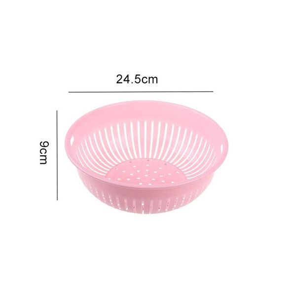 10 PCS Round Hollow Plastic Drain Basket Kitchen Fruit and Vegetable Storage Basket, Size:M(Pink)