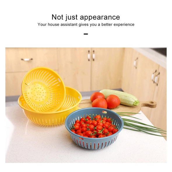 10 PCS Round Hollow Plastic Drain Basket Kitchen Fruit and Vegetable Storage Basket, Size:L(Green)