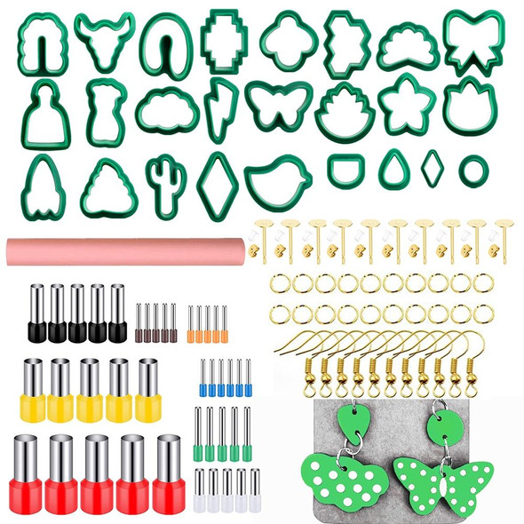 106-1 116 In 1 Clay Cutter Set DIY Clay Earring Mould Clay Earrings Making Tools(Dark Green)