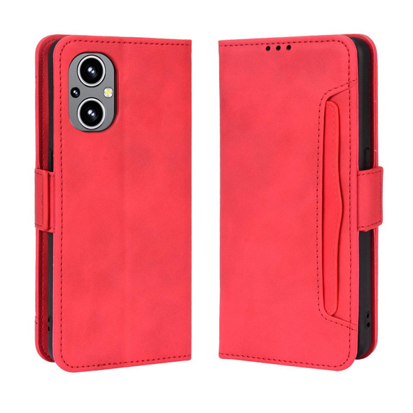 For OPPO  Reno8 Lite 5G Global/Reno8 Z/Reno7 Z Skin Feel Calf Texture Card Slots Leatherette Phone Case(Red)