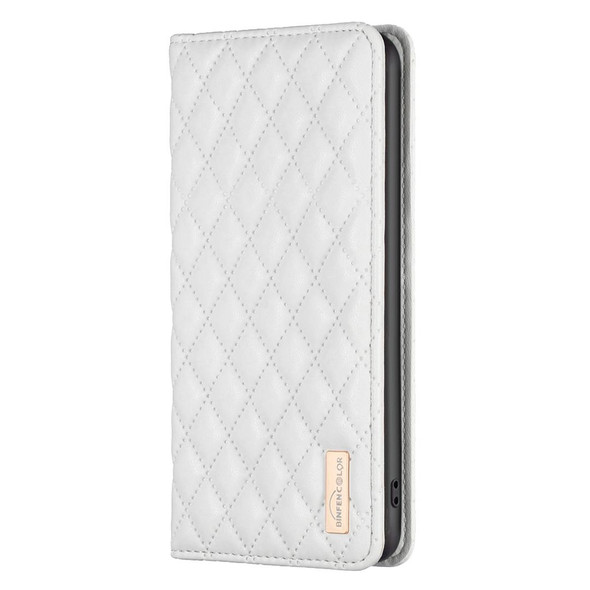 For iPhone SE 2022 / SE 2020 / 8 / 7 Diamond Lattice Magnetic Leatherette Flip Phone Case(White)
