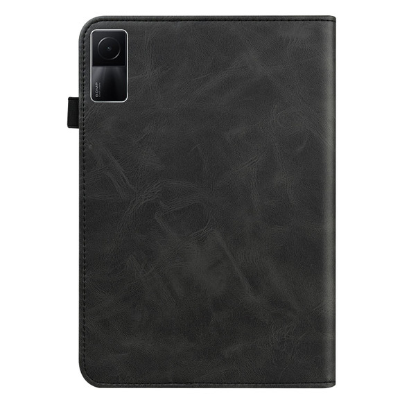 For Xiaomi Redmi Pad 10.61 2022 Solid Color Embossed Striped Leather Case(Black)