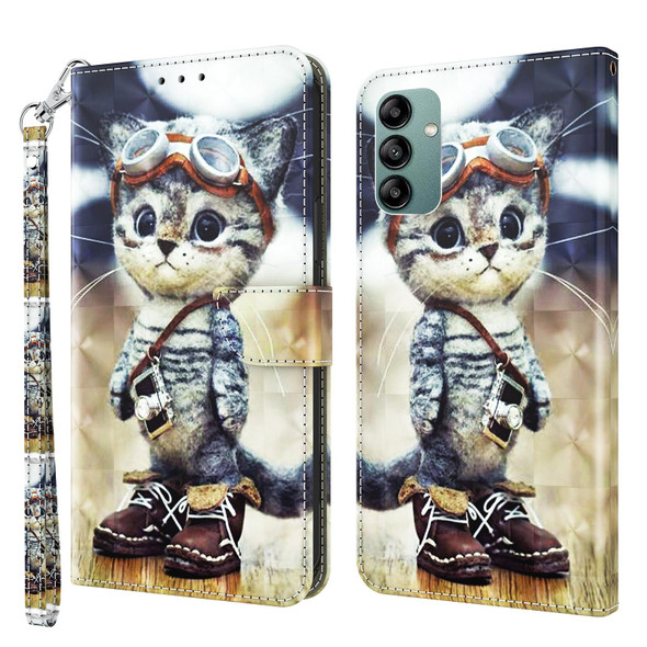 For Samsung Galaxy A04s 3D Painted Leatherette Phone Case(Naughty Cat)