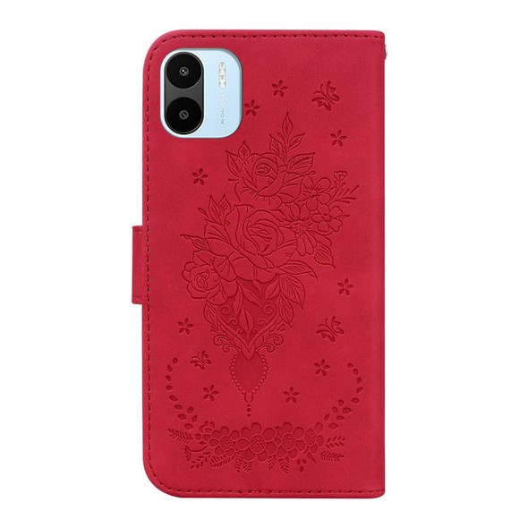 For Xiaomi Redmi A1 Butterfly Rose Embossed Leather Phone Case(Red)