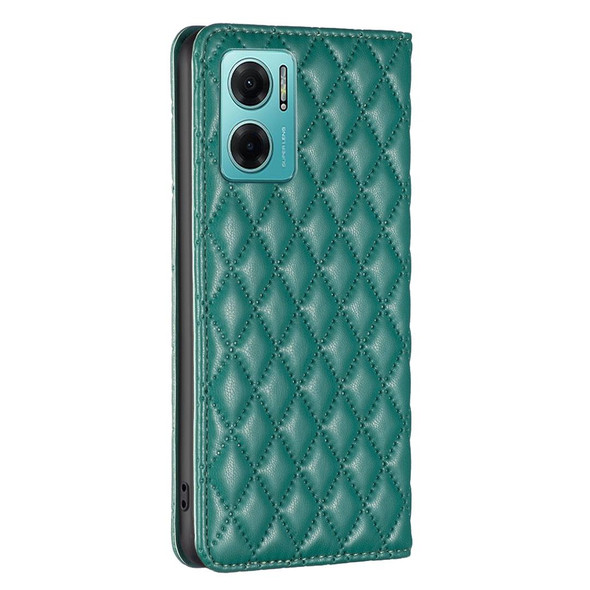 For Xiaomi Redmi 10 5G / Note 11E Diamond Lattice Magnetic Leather Flip Phone Case(Green)