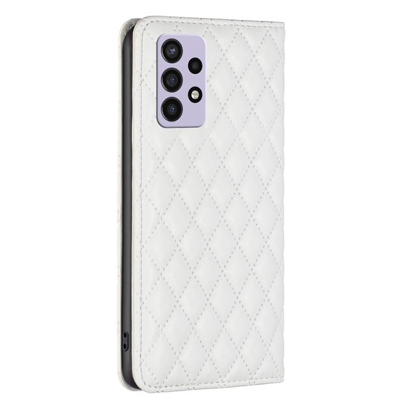 For Samsung Galaxy A72 5G / 4G Diamond Lattice Magnetic Leatherette Flip Phone Case(White)