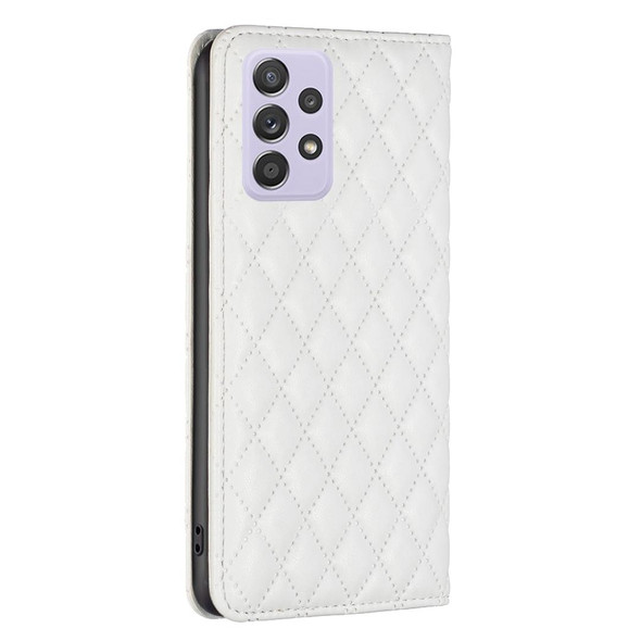 For Samsung Galaxy A52 / A52s 5G Diamond Lattice Magnetic Leatherette Flip Phone Case(White)