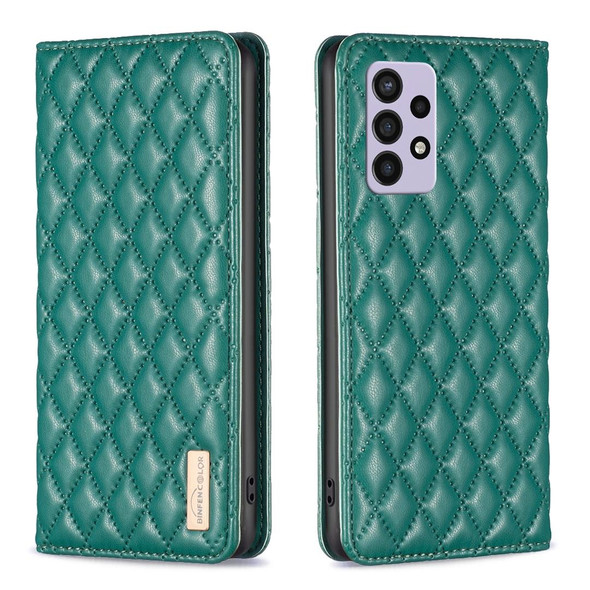 For Samsung Galaxy A72 5G / 4G Diamond Lattice Magnetic Leatherette Flip Phone Case(Green)