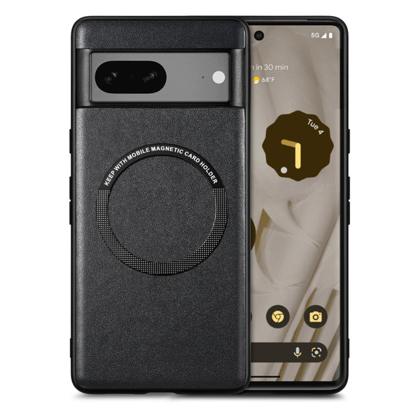 For Google Pixel 7 Solid Color Magsafe Leatherette Phone Case(Black)