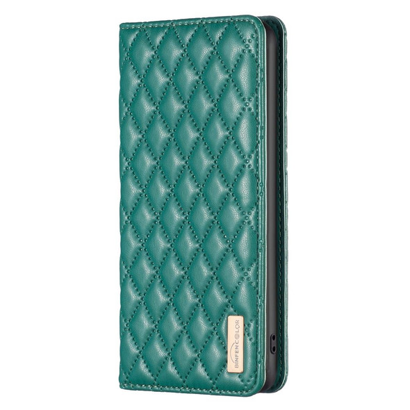 For Samsung Galaxy S21 5G Diamond Lattice Magnetic Leatherette Flip Phone Case(Green)