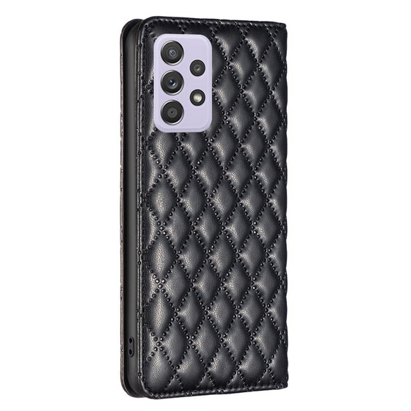 For Samsung Galaxy A52 / A52s 5G Diamond Lattice Magnetic Leatherette Flip Phone Case(Black)