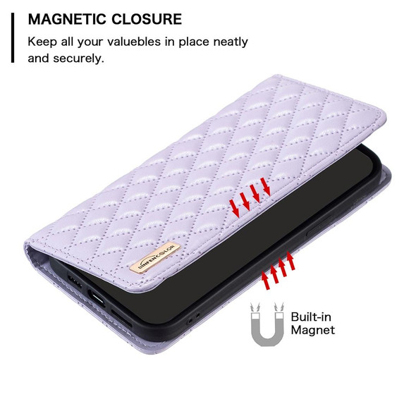 For Samsung Galaxy S20 Diamond Lattice Magnetic Leatherette Flip Phone Case(Purple)