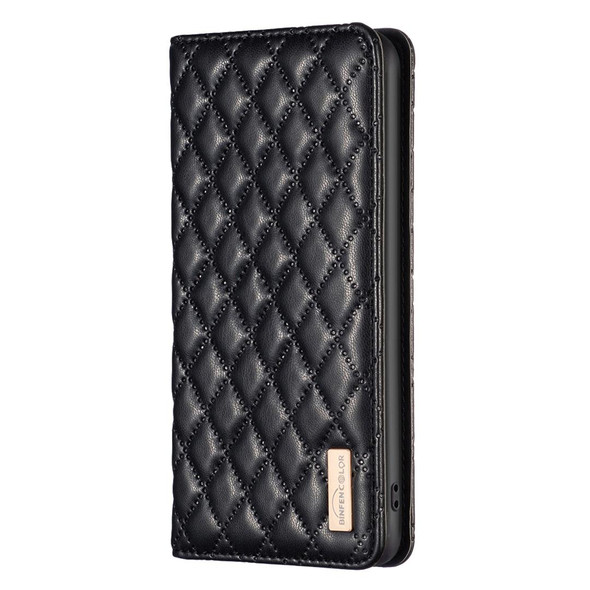 For Samsung Galaxy S21 5G Diamond Lattice Magnetic Leatherette Flip Phone Case(Black)