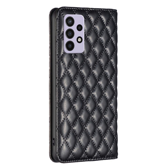 For Samsung Galaxy A72 5G / 4G Diamond Lattice Magnetic Leatherette Flip Phone Case(Black)