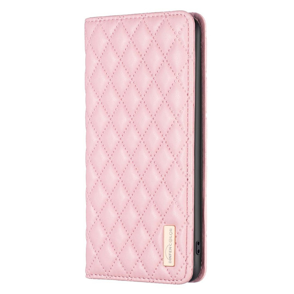 For Samsung Galaxy S21 5G Diamond Lattice Magnetic Leatherette Flip Phone Case(Pink)