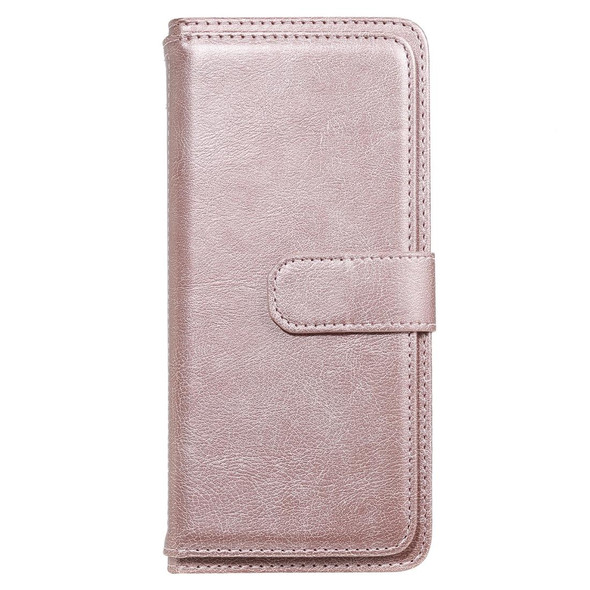 Sony Xpeira 1 II Multifunctional Magnetic Copper Buckle Horizontal Flip Solid Color Leather Case with 10 Card Slots & Wallet & Holder & Photo Frame(Rose Gold)