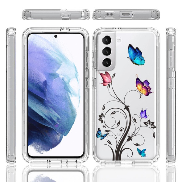 For Samsung Galaxy S22+ 5G PC+TPU Transparent Painted Phone Case(Tree Butterflies)