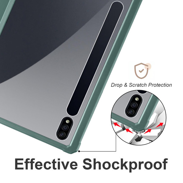 For Samsung Galaxy Tab S7 Acrylic 3-folding Smart Leatherette Tablet Case(Dark Green)