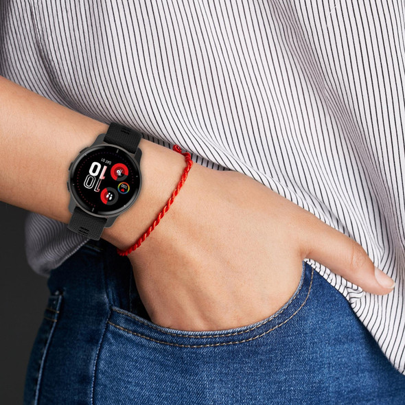 For Garmin Venu 2Plus 20mm Cross Textured Silicone Watch Band(Black)