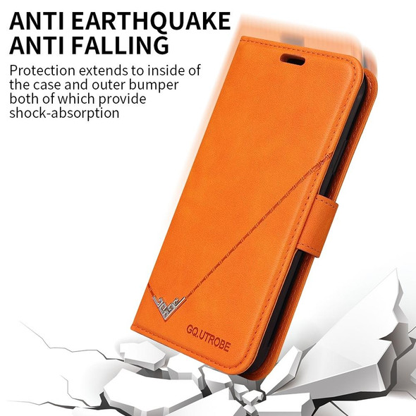 For Samsung Galaxy A21s GQUTROBE Right Angle Leatherette Phone Case(Orange)