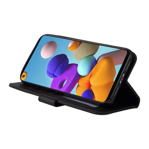 For Samsung Galaxy A21s GQUTROBE Right Angle Leatherette Phone Case(Black)
