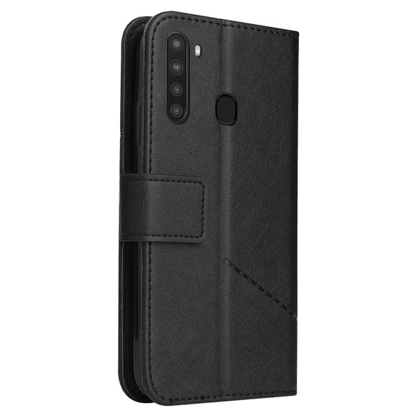 For Samsung Galaxy A21 GQUTROBE Right Angle Leatherette Phone Case(Black)