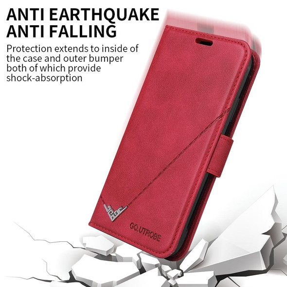 For Samsung Galaxy A21 GQUTROBE Right Angle Leatherette Phone Case(Red)