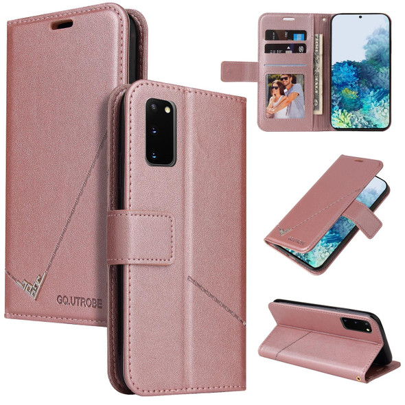 For Samsung Galaxy S20 GQUTROBE Right Angle Leatherette Phone Case(Rose Gold)