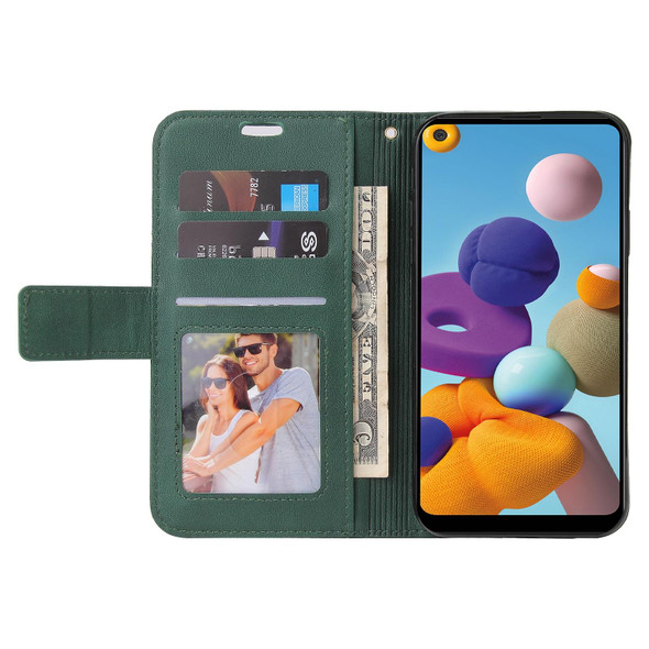 For Samsung Galaxy A21 GQUTROBE Right Angle Leatherette Phone Case(Green)