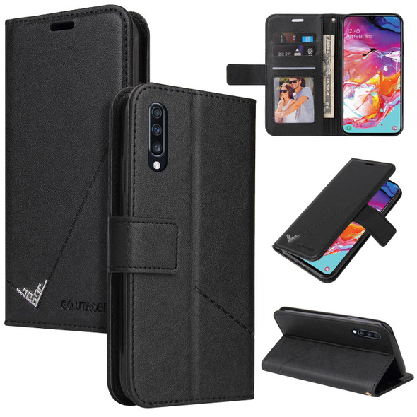 For Samsung Galaxy A70 GQUTROBE Right Angle Leatherette Phone Case(Black)