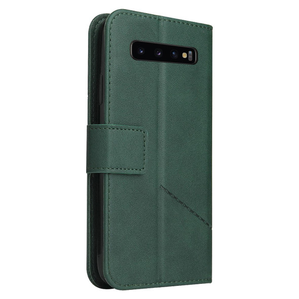 For Samsung Galaxy S10+ GQUTROBE Right Angle Leatherette Phone Case(Green)