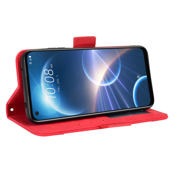 For HTC Desire 22 Pro Skin Feel Calf Texture Card Slots Leatherette Phone Case(Red)