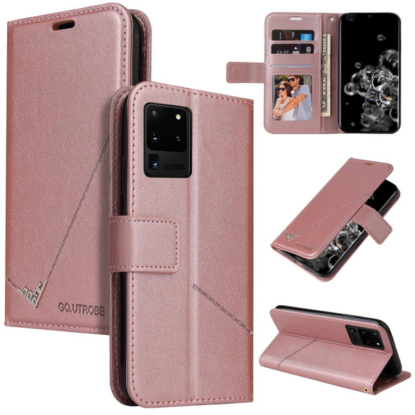 For Samsung Galaxy S20 Ultra GQUTROBE Right Angle Leatherette Phone Case(Rose Gold)