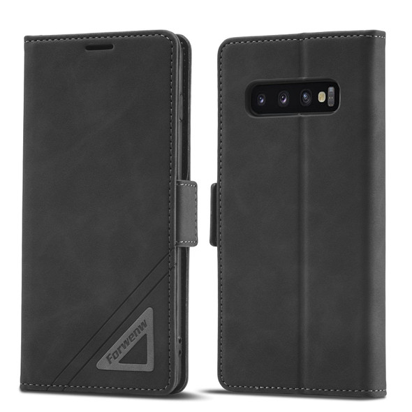 For Samsung Galaxy S10 Forwenw Dual-side Buckle Leatherette Phone Case(Black)