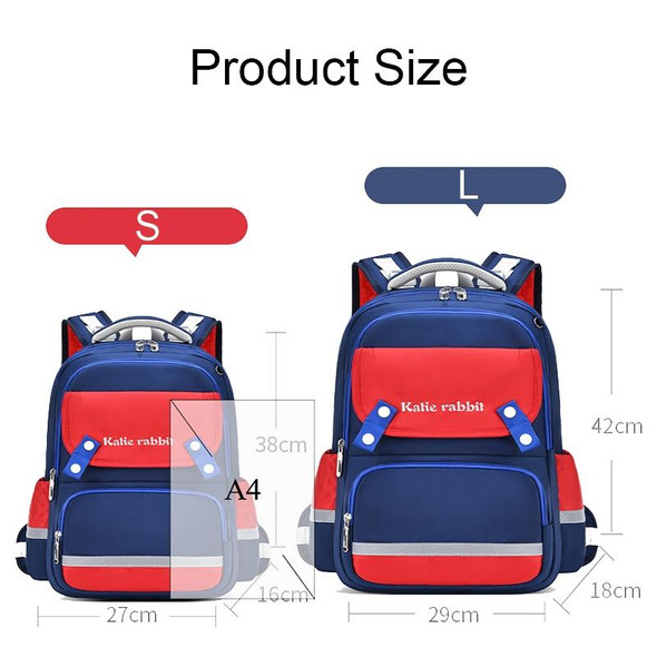 3862 Multi-compartment Ridge Protection Lightweight Waterproof Kids Schoolbag, Size: S (Royal Blue Red)